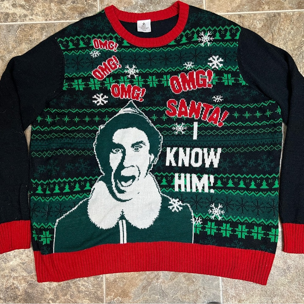 Buddy the Elf Festive Holiday Santa Sweater, Size XXL
